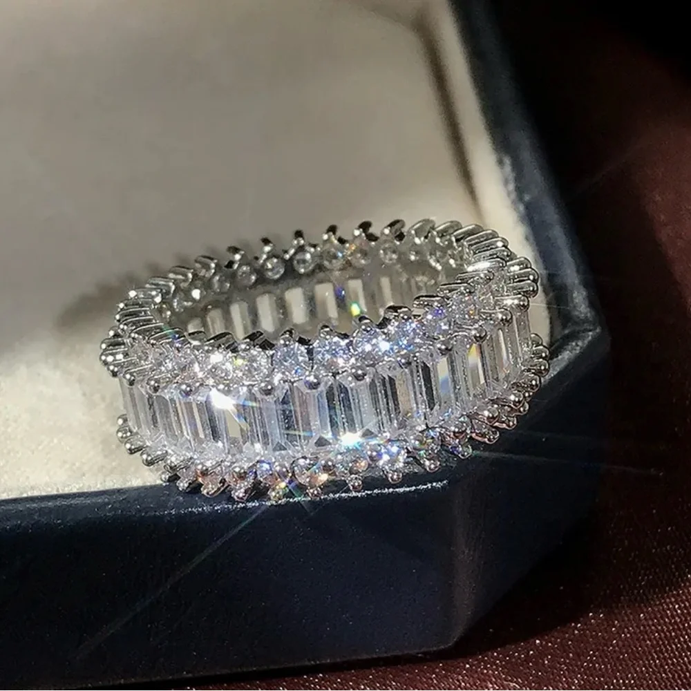 Artisan Silver Baguette and Pavé Eternity Ring - Picture 1 of 8